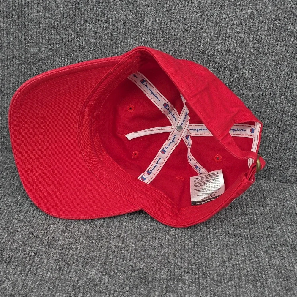 Champion Hat Cap Strap Back Adjustable Red‎ Twill Gym Hike Pickleball Golf Mens